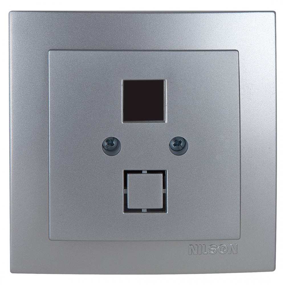 TOURAN SILVER Data + Numeric Tel. Socket  ვერცხლისფერი როზეტი კომპ. + ტელ.