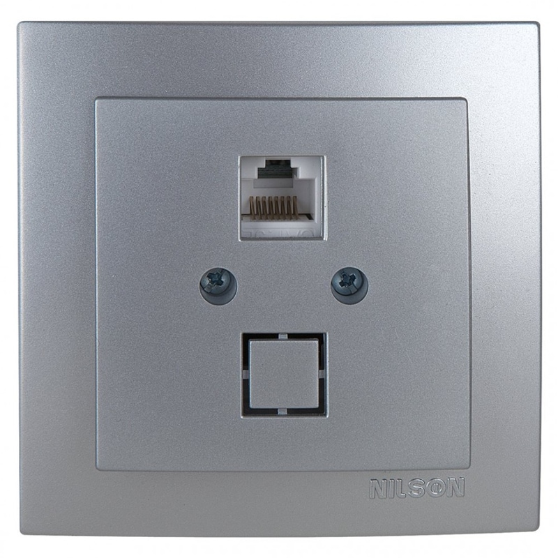 TOURAN SILVER Data Socket  CAT 5- კომპიუტერის ვერცხლისფერი როზეტი