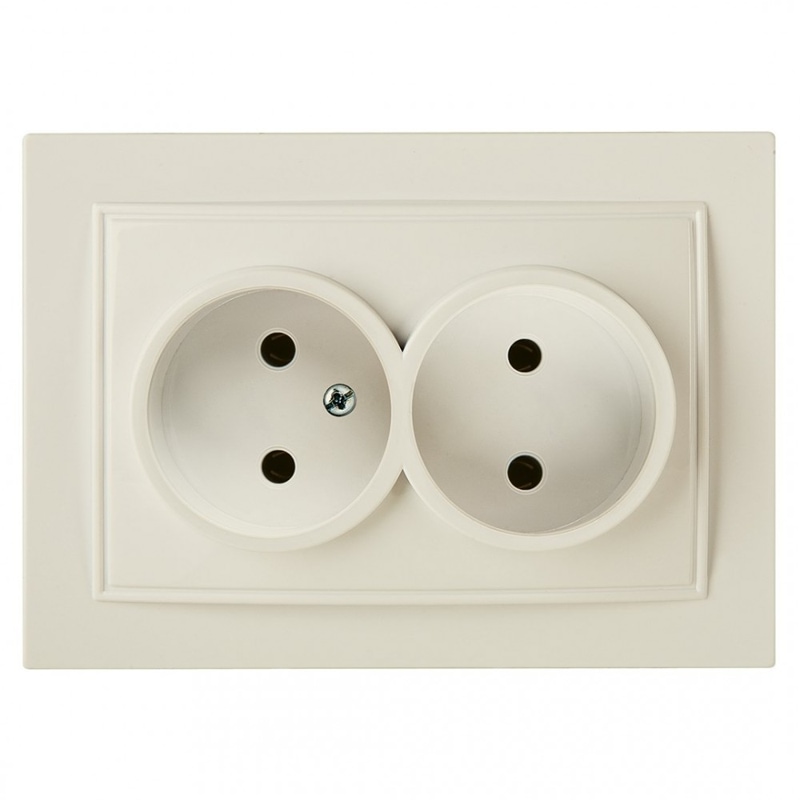 THOR CREAM Two-Gang Socket კრემისფერი როზეტი 2-ნი