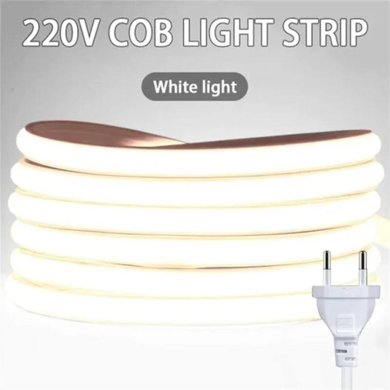 Светодиодная лента FCOB-6000K 220 В-120D с драйвером, длина для резки 20 см.