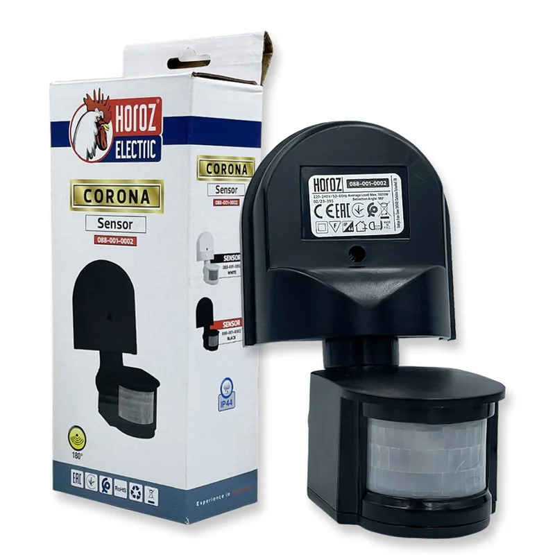 088-001-0002 მაქს. 1000W შავი ფერის სენსორი (HL481)) მოძრაობის სენსორი  (22620)