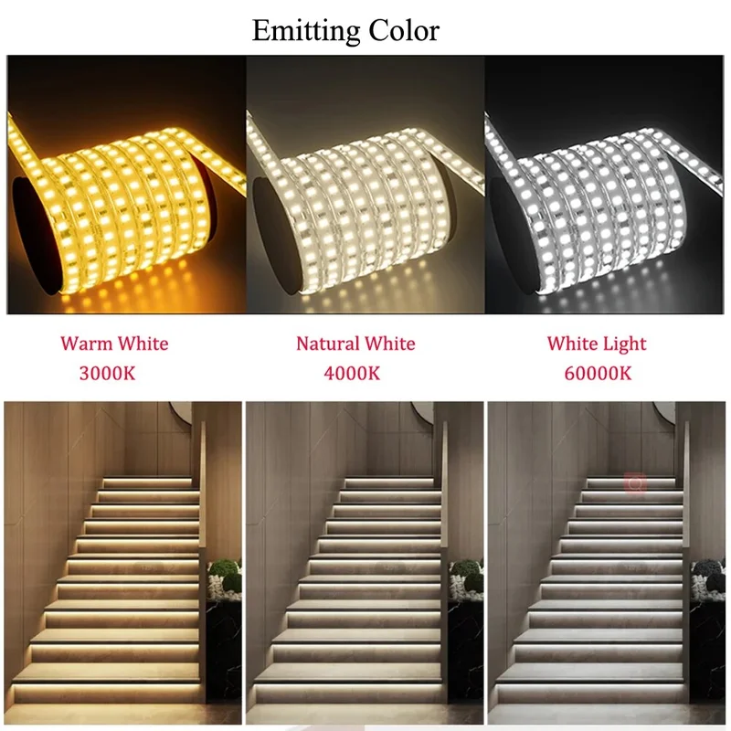 დიოდური ლენტა LED STRIP 220V-2835-120D-8MM 4000K 10CM CUT